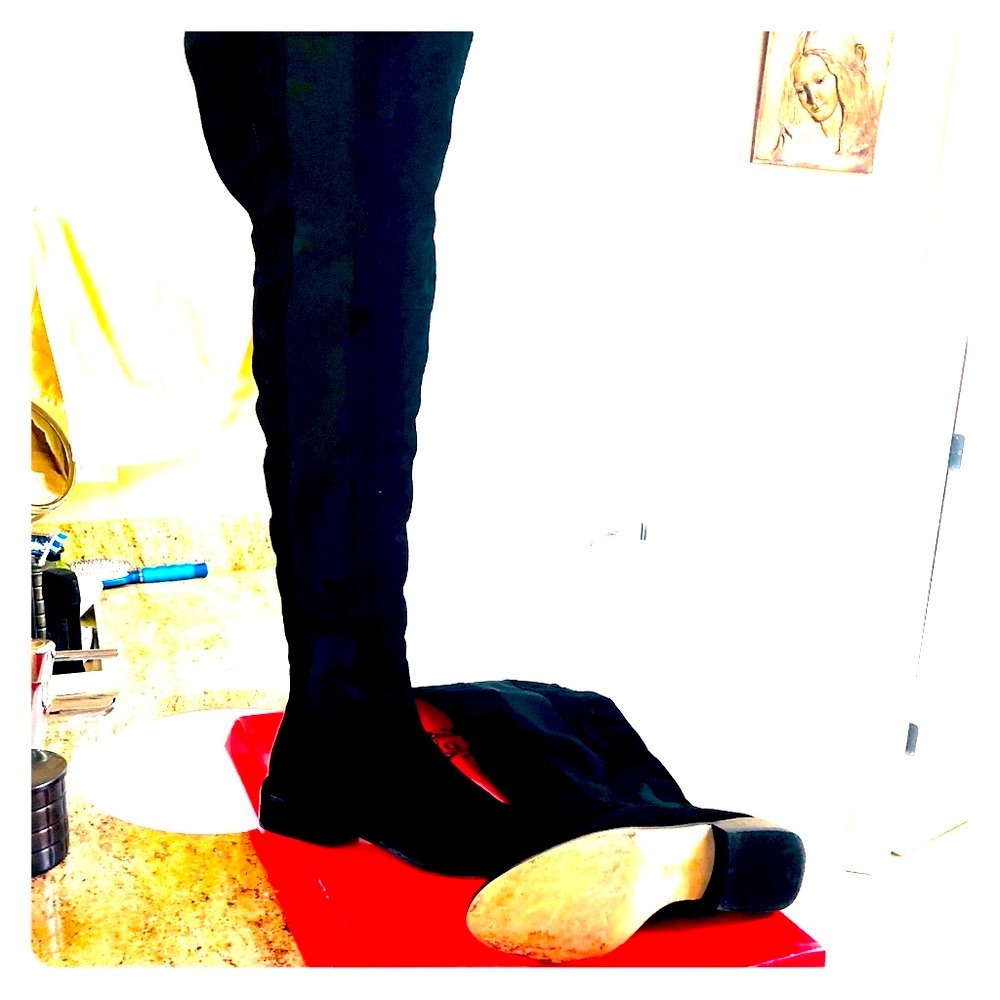 Black, suede, over the knee boots.